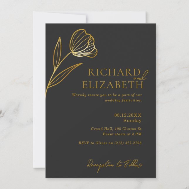 Botanischer Boho Minimal Wedding Einladung (Vorderseite)