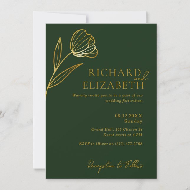 Botanischer Boho Minimal Wedding Einladung (Vorderseite)
