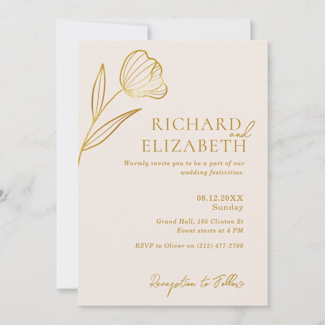 Botanischer Boho Minimal Wedding Einladung (Vorderseite)