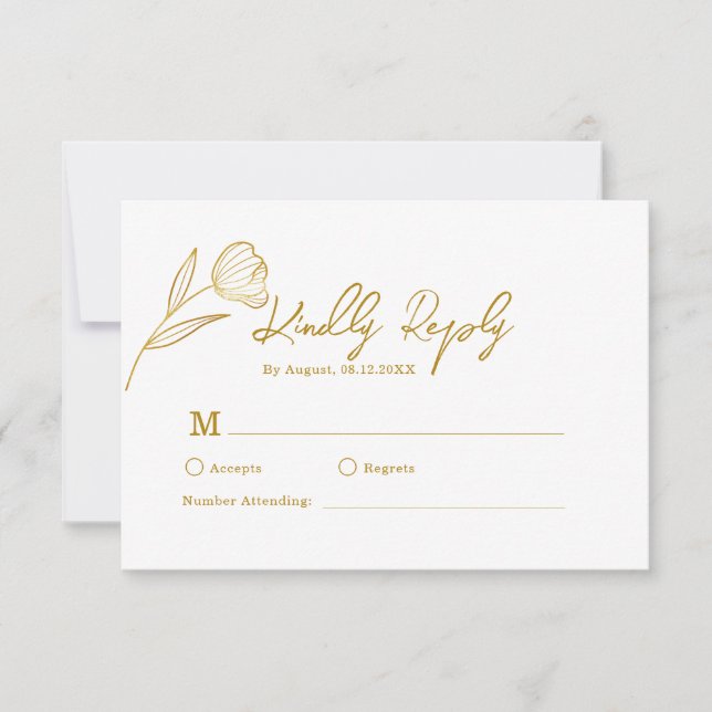 Botanischer Boho Minimal Wedding RSVP Karte (Vorderseite)