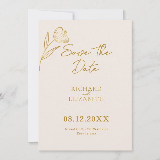 Botanischer Boho Minimal Wedding Save The Date (Vorderseite)