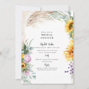 Botanischer Boho Pampas Sonnenblume Peony Bridal S Einladung