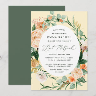Botanischer Boho Personalisiert-Gelber Bat Mitzvah Einladung