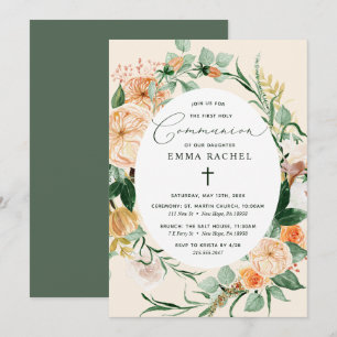 Botanischer Boho Personalisiert Peach Girl Communi Einladung