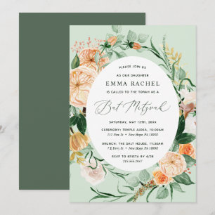 Botanischer Boho Personalisiert Sage Green Bat Mit Einladung