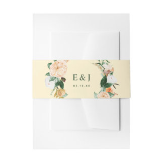 Botanischer Boho Wasserfarbe Blumengrün Gelb Einladungsbanderole