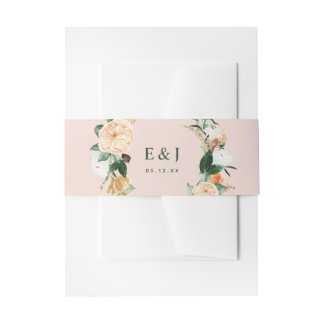 Botanischer Boho Wasserfarbe Blumengrün Rosa Einladungsbanderole