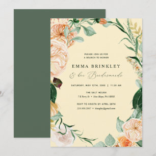 Botanischer Boho Yellow Bridesmaids Mittagessen Br Einladung