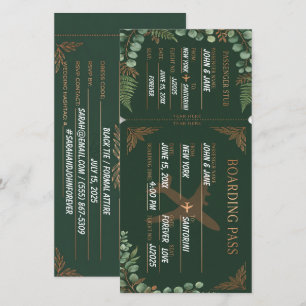 Botanischer Bordpass Waldgrün & Kupfer Save The Date