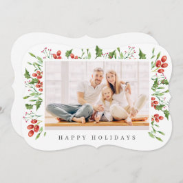 Botanischer Botanischer Holly Berry Folies Feiertagskarte