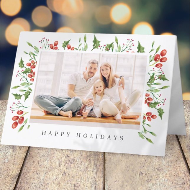 Botanischer Botanischer Holly Berry Folies Feiertagskarte (Von Creator hochgeladen)