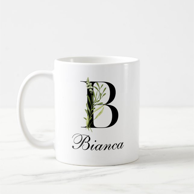 Botanischer Buchstabe  | Eleganter benutzerdefinie Kaffeetasse (Links)