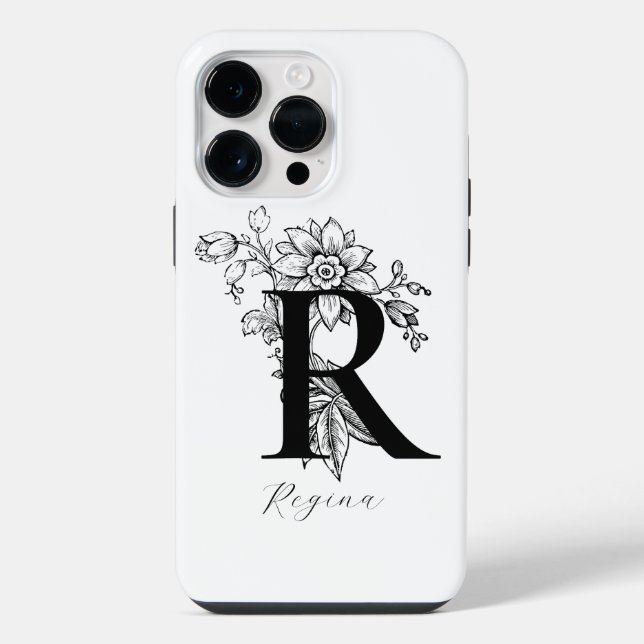 Botanischer Buchstabe R Monogramm Name   iPhone Hülle (Rückseite)