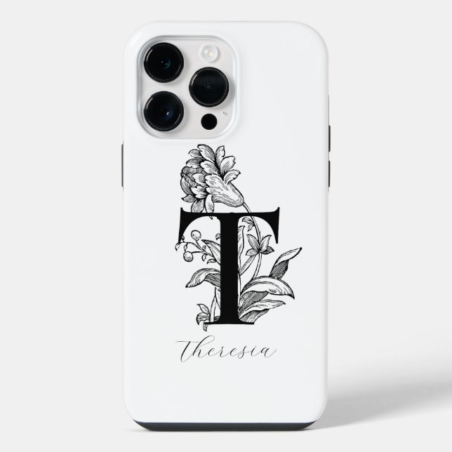Botanischer Buchstabe T Monogramm Name    iPhone Hülle (Rückseite)