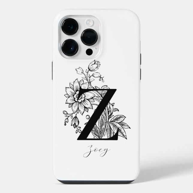 Botanischer Buchstabe Z Monogramm Name     iPhone Hülle (Rückseite)