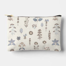Botanischer Charm Blue Brown Print Cut Nähen Klein Zubehörtasche