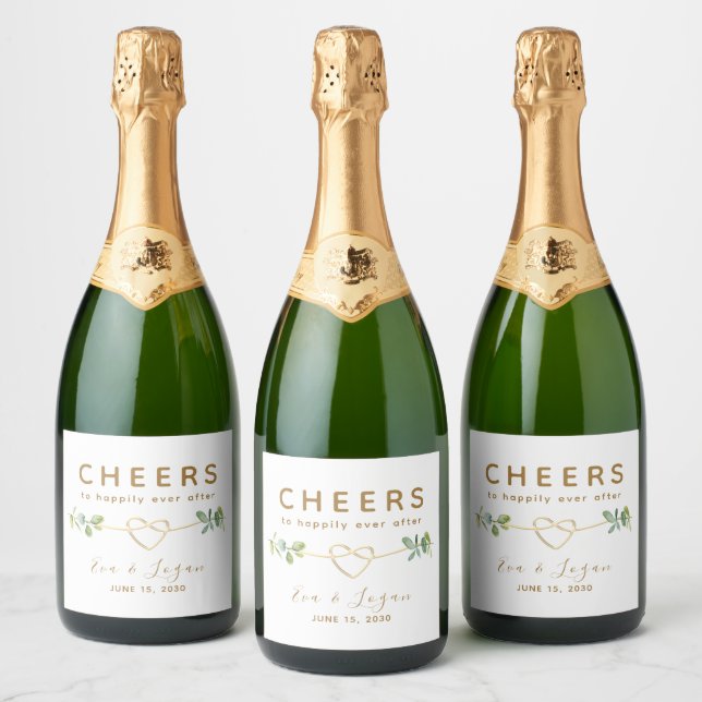 Botanischer Cheers Wedding Sparkling Wine Label (Flaschen)