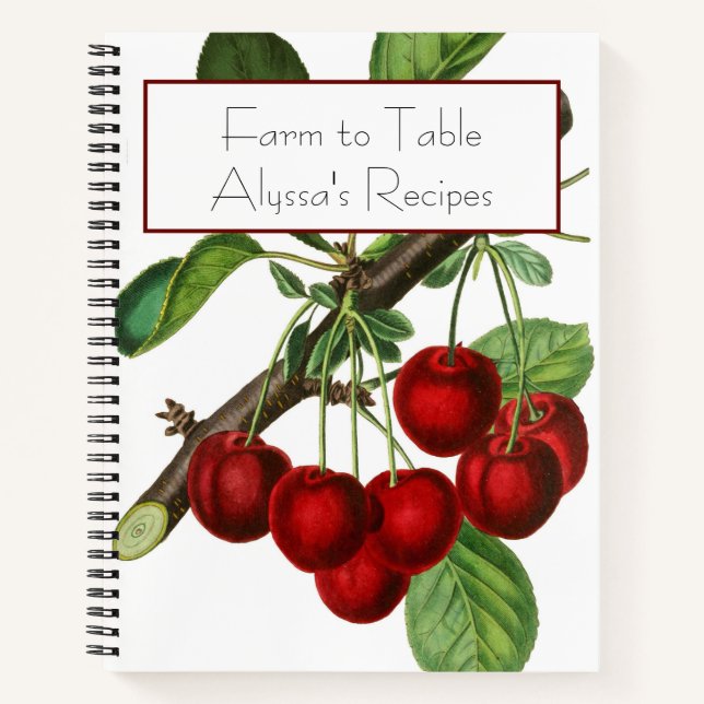 Botanischer Cherry Stems Recipe Organisator Notizbuch (Vorderseite)