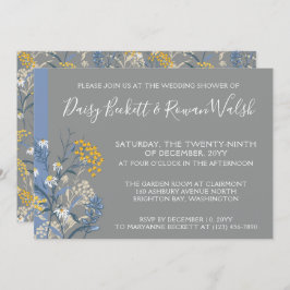 Botanischer Daisy Yellow & Navy Polterabend Einladung