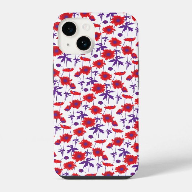 Botanischer Damast-Mohn weißes iPhone-Case iPhone Hülle (Rückseite)