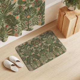 Botanischer Damaszener Olive Salbei Grün Rot Orang Badematte