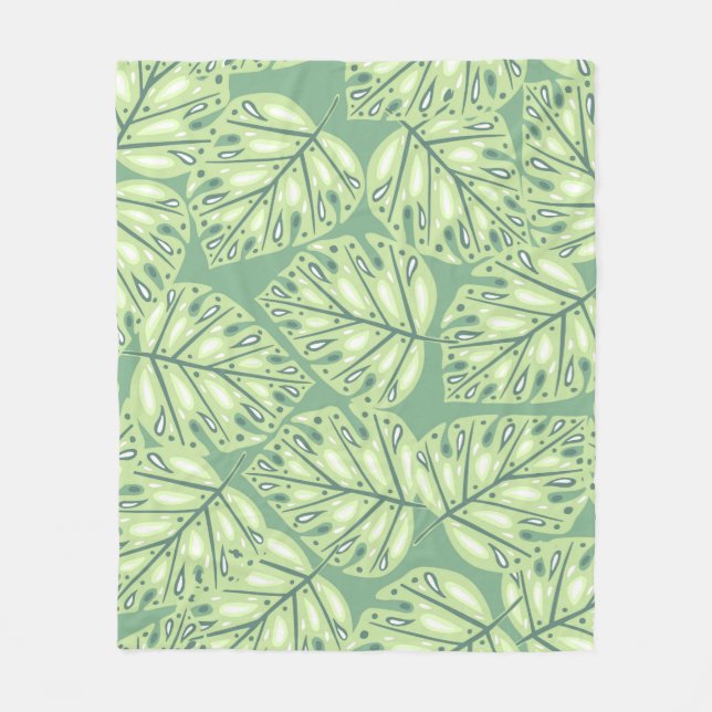 Botanischer Dschungel nahtlos in pastellgrün Fleecedecke (Vorderseite)