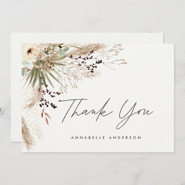 Botanischer einfacher Abschluss Vielen Dank enclo Einladung (Vorne/Hinten)