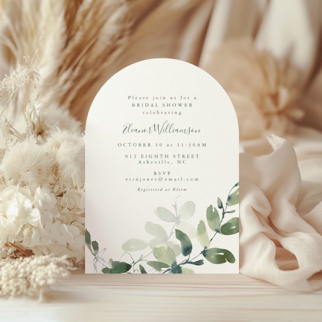 Botanischer Eukalyptus Boho Arch Form Brautparty Einladung (Von Creator hochgeladen)