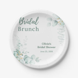 Botanischer Eukalyptus Braut-Brunch Brautparty Pappteller