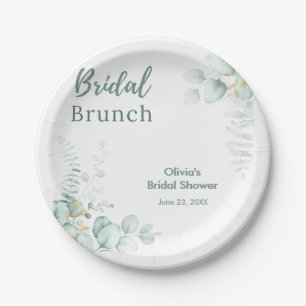 Botanischer Eukalyptus Braut-Brunch Brautparty Pappteller