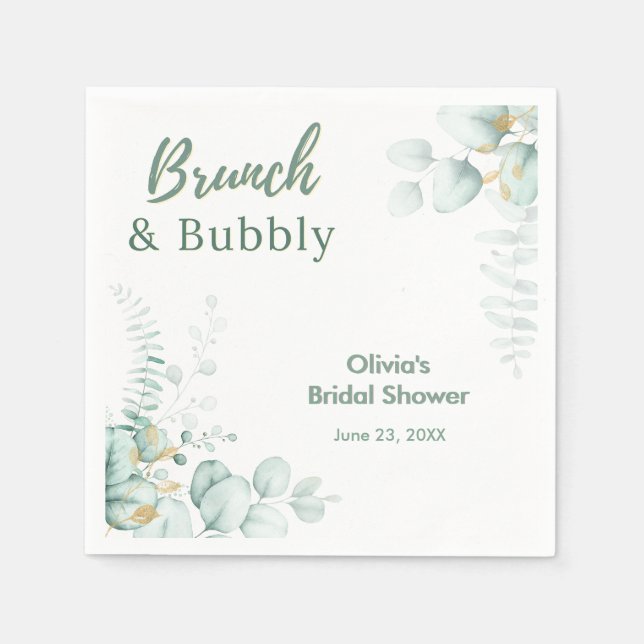 Botanischer Eukalyptus-Brunch & Sprudeliger Brauta Serviette (Vorderseite)
