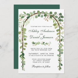 Botanischer Eukalyptus-Grüner Holzbogen Einladung