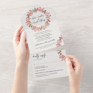 Botanischer Eukalyptus Herbstlaub Kranz Hochzeit A All In One Einladung