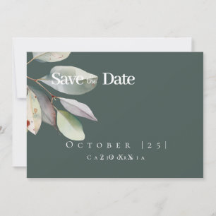Botanischer Eukalyptus verlassen Save the Date Kar