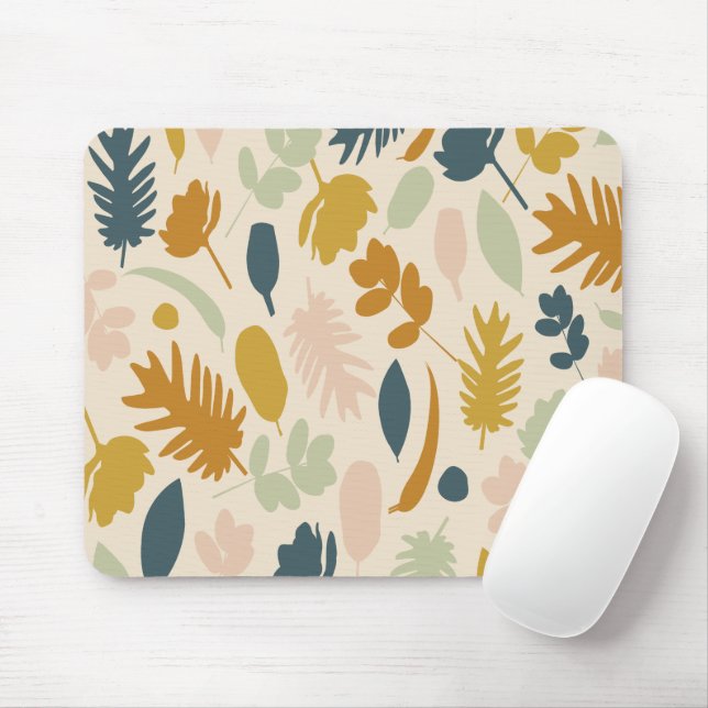 Botanischer Fall Blume und Blätter Muster Mousepad (Mit Mouse)