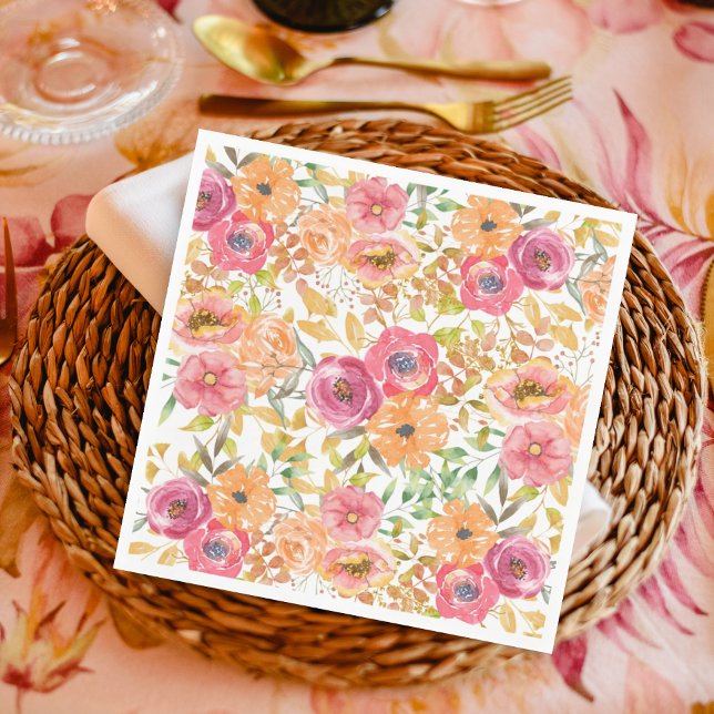 Botanischer Fall Floral Wasserfarbe Polterabend Serviette (Von Creator hochgeladen)