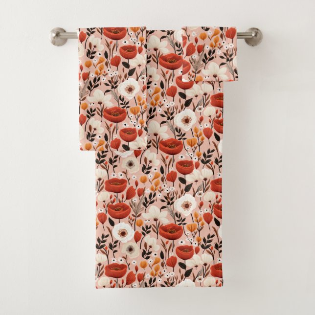 Botanischer Fall-Wildblumen Wiesenmuster Badhandtuch Set (Insitu)