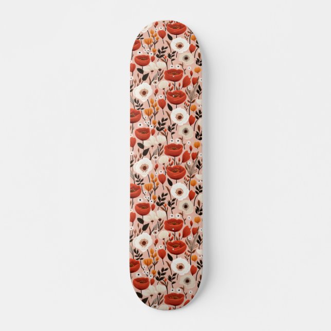 Botanischer Fall-Wildblumen Wiesenmuster Skateboard (Vorne)