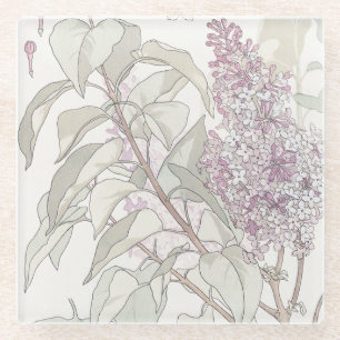 Botanischer Flieder Glasuntersetzer