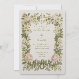 Botanischer floraler Farb-Rahmen-Druck Hochzeit Einladung