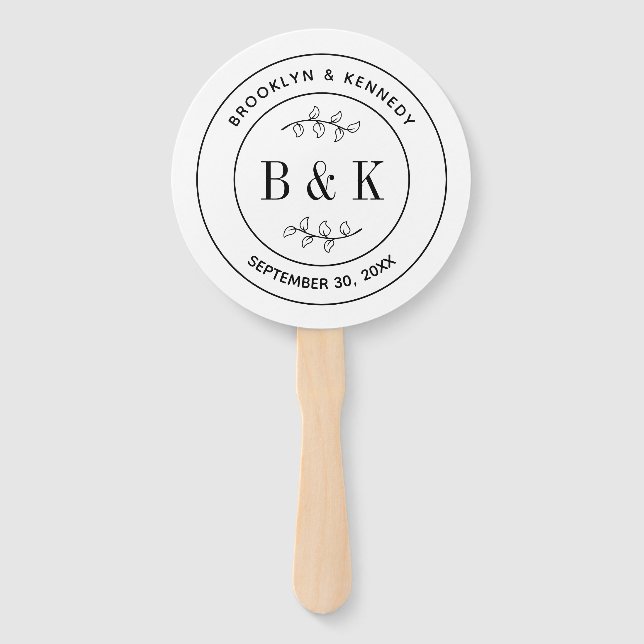 Botanischer floraler Fun Monogram Wedelname Fächer (Vorderseite)