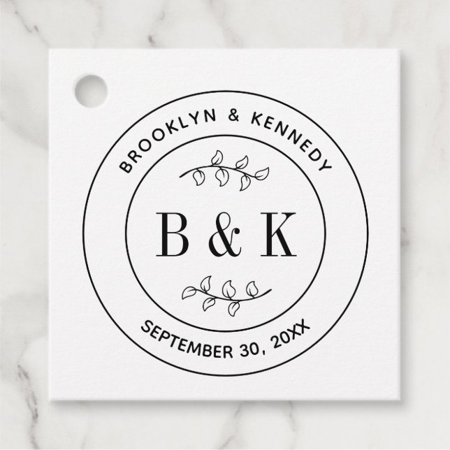 Botanischer floraler Fun Monogram Wedelname Geschenkanhänger (Vorderseite)