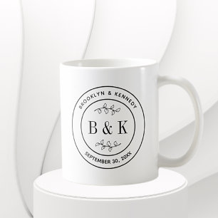 Botanischer floraler Fun Monogram Wedelname Kaffeetasse