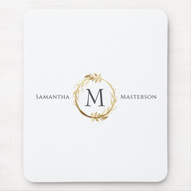 Botanischer Folienkreath aus Custom Gold Monogram Mousepad (Vorne)