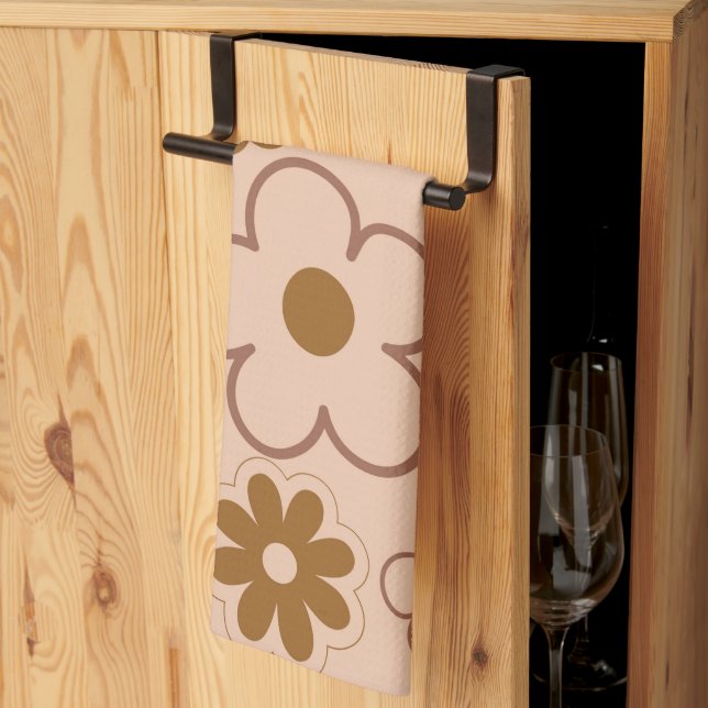 Botanischer Frühlingssommer Brown Tropical Floral Geschirrtuch (Drittel gefaltet)