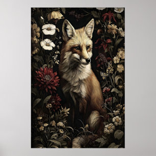 Botanischer Fuchs-Druck, Antique Dark Academia Got Poster