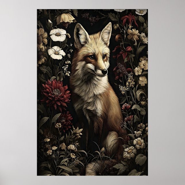 Botanischer Fuchs-Druck, Antique Dark Academia Got Poster (Vorne)
