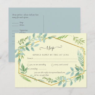 Botanischer Garten Blätter Grüne Hochzeit RSVP Postkarte