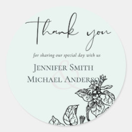 Botanischer Garten Blätter Hochzeit Runder Aufkleber