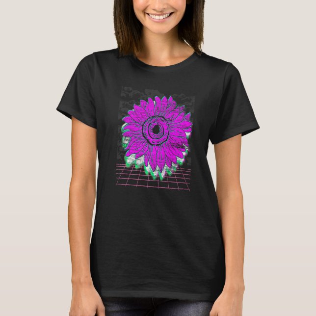Botanischer Garten Blume Retro 90er Vaporwave Sunf T-Shirt (Vorderseite)